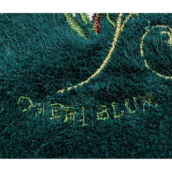 Cheri Blum Holiday Hand Towel Dark Green Gold Embroidered Deer Tree Christmas - Picture 4 of 8